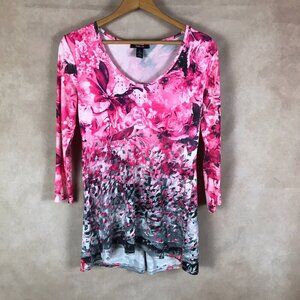Style & Co. Pink Floral Soft Stretchy Tunic Top Size SMALL